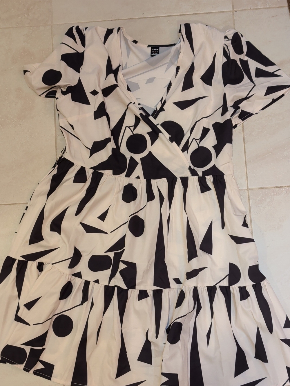 Stylish Black & Cream Printed Women's Dress